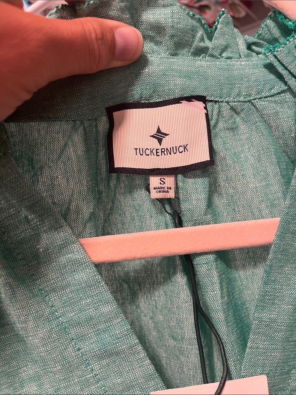 Tuckernuck Tiered V-Neck Mini Dress in Teal Green - Picture 4 of 4